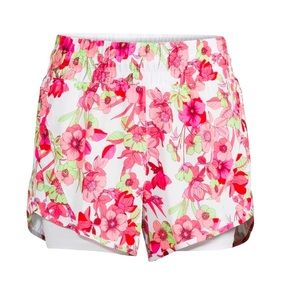 Avia running shorts, 12-14 floral with white spandex underneath